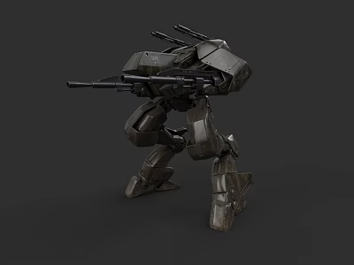Futuristic Mech Warrior Game Movie Character With Heavy Weapons And Metal Armor 3d model