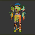Yellow Mech Robot 3D Model With Detailed Armor And Red Visor Design 3d model