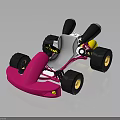 Pink Go-Kart with Large Black Wheels Gray Seat Yellow Accents and Fun Cartoon Design