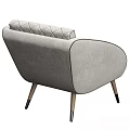Gray Upholstered Single Sofa With Quilted Pattern Curved Arms And Metal Legs 3d model