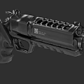 Black Tactical Handgun Featuring Multiple Barrel Holes And Ergonomic Grip 3d model
