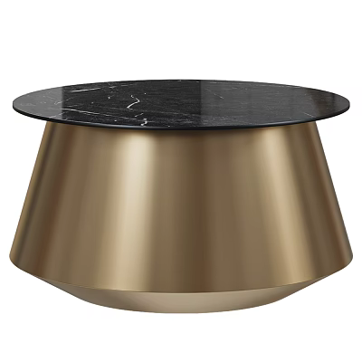 Elegant Modern Round Coffee Table With Black Marble Top And Gold Metal Base 3d model