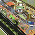 Modern Commercial Landscape Design With Circular Plaza Greenery And Pedestrian Areas