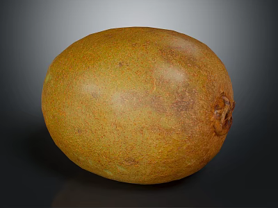 Fresh Ripe Yellow Oval Shaped Kiwi Fruit With Brown Spots On Dark Background 3d model