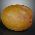 Fresh Ripe Yellow Oval Shaped Kiwi Fruit With Brown Spots On Dark Background