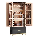 Elegant Modern Wine Cabinet With Wooden Shelves Wine Racks And Glass Storage