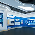 Modern Hi Tech Exhibition Hall Interior With Digital Screens Blue Lighting And Interactive Displays