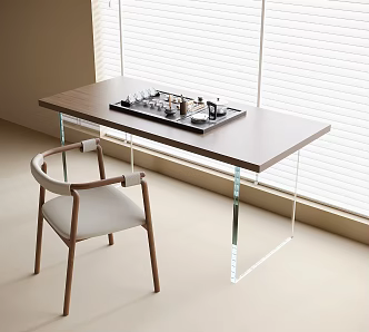 Modern Balcony Tea Table and Chair Desk and Chair Tea Set Desk 3d model
