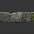 Moss Covered Rectangular Stone With Textured Surface And Color Variations On Dark Background 3d model