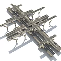Sci-fi Terrain Viaduct Future Traffic Road Railing Ground Landscape Cyberpunk Game Scene Props Components 3d model