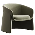 Modern Single Chair With Gray Fabric Upholstery And Dark Armrest Base