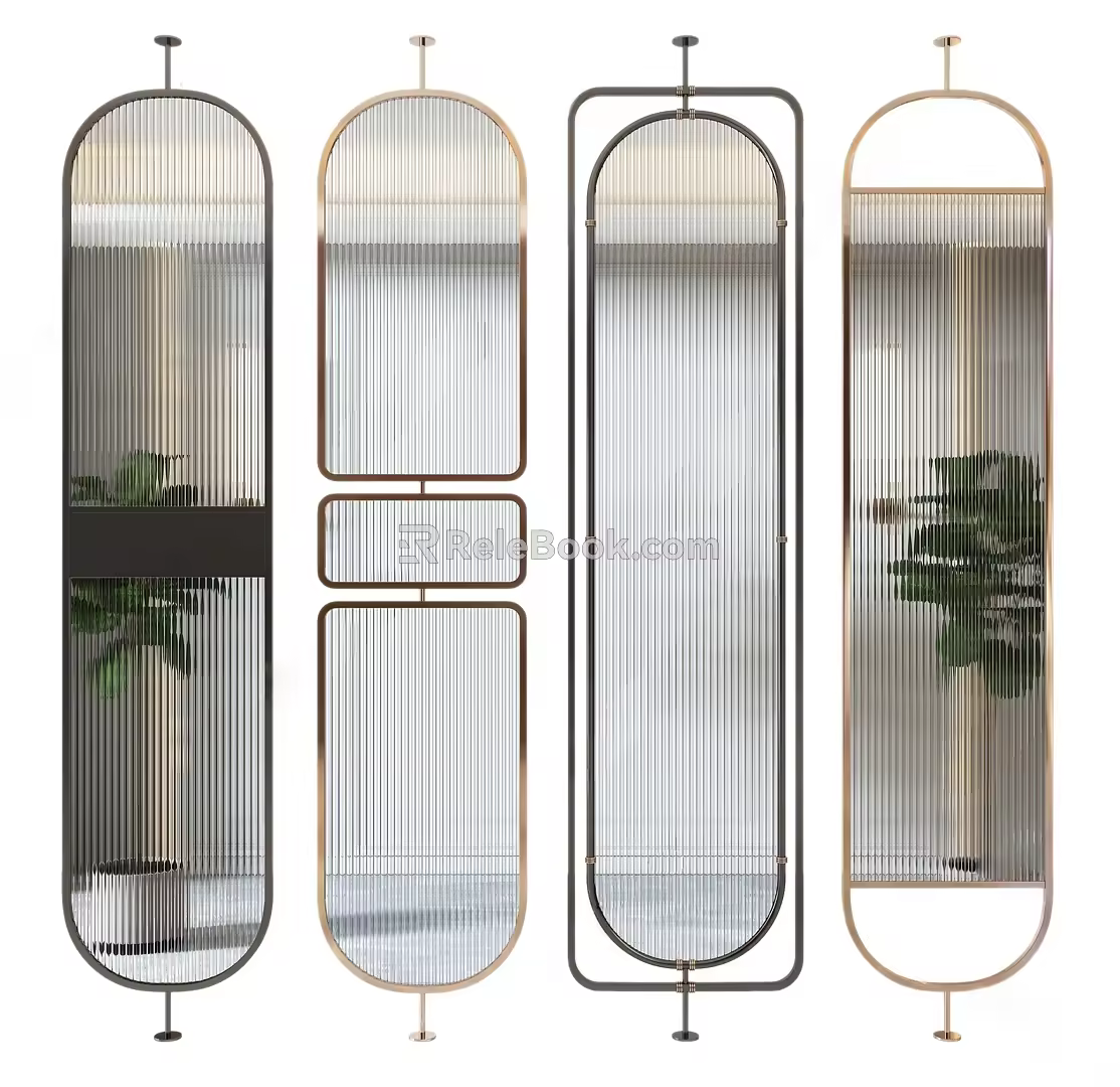 Modern partition Changhong glass screen partition 3d model