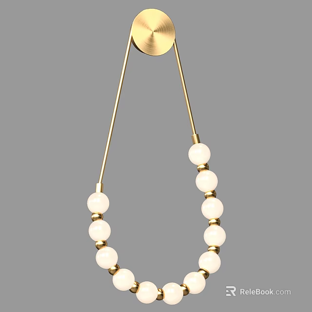 Elegant Modern Wall Lamp With Gold Metal Structure And White Beads Decorative Design 3d model 