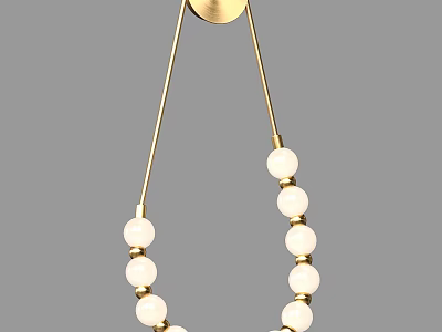 Elegant Modern Wall Lamp With Gold Metal Structure And White Beads Decorative Design 3d model