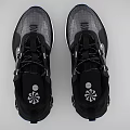 Black Gray Running Sneakers With White Logo Air Cushion Mesh Upper And Lace Up Design
