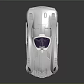 Silver Sports Car with Purple Tinted Windows and Streamlined Futuristic Design
