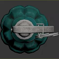 Green Grenade With Diamond Pattern Surface And Silver Fuse Pull Ring