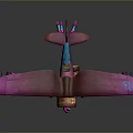 Colorful Handmade Toy Airplane with Pink Wings and Vibrant Decorative Patterns for Kids Playtime