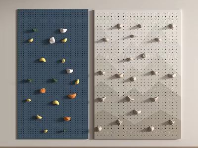 Fun Kids Play Area With Blue And Gray Climbing Walls And Colorful Holds 3d model