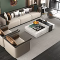 New Chinese Style Living Room Sofa Coffee Table Combination 3d model