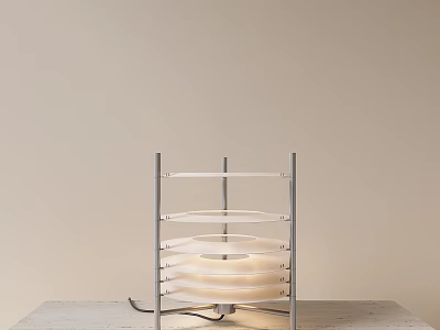 Contemporary Table Lamp With Metal Frame And Layered Frosted Glass Shades 3d model