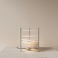 Contemporary Table Lamp With Metal Frame And Layered Frosted Glass Shades