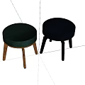 Navy Blue And Green Velvet Sofa Stools With Wooden Legs Modern Design