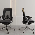 Modern Office Chairs With Mesh Backrest Armrests And Wheels In Minimalist Setting