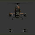 Military Cobra Helicopter With Orange Green Camouflage And Missiles Flying