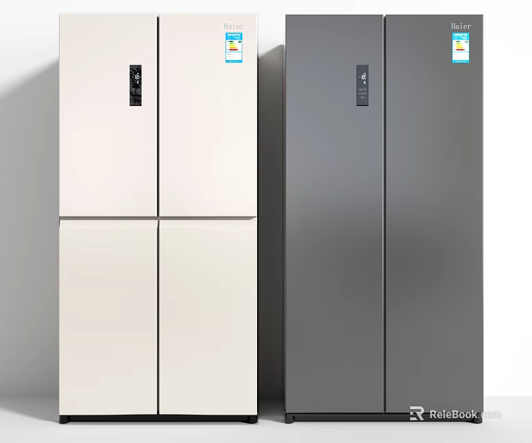 Modern Design Refrigerator Freezers With White And Gray Double Door Style For Kitchen Space 3d model 