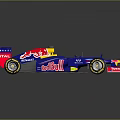 Red Bull Formula 1 Racing Car With Blue Red Livery And Sponsor Logos