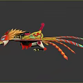 Vibrant Phoenix Creature With Red Seat For Character Riding Decorative Details