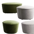 Two Light Gray Round Fabric Sofa Stools with Simple Modern Design 3d model
