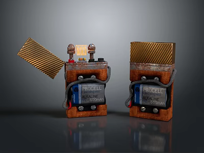 Vintage NOISELL Electronic Devices With Brown Case Metal Antenna And Blue Labels 3d model