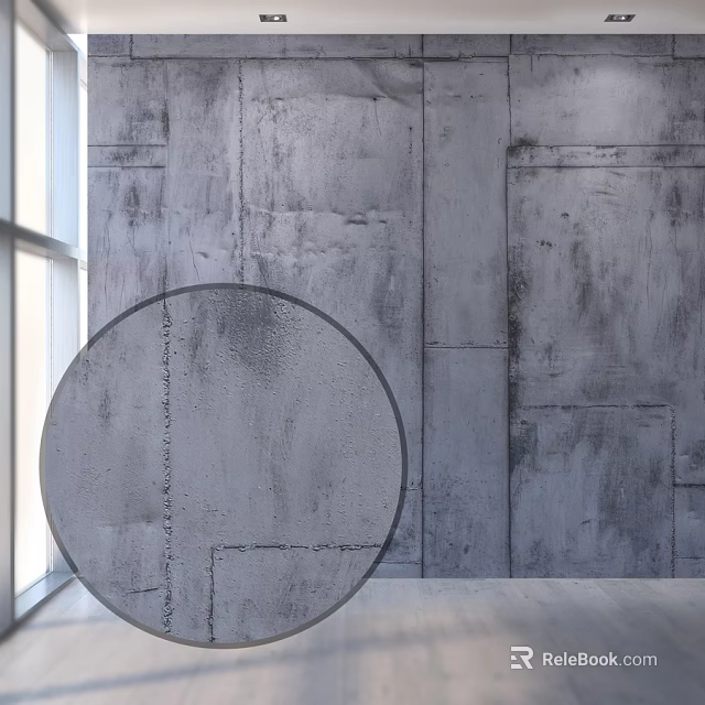 Gray Concrete Circular Component With Textured Wall And Window Light 3d model