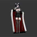 Game Movie Character With Dark Long Hair Black White Outfit And Red Cape