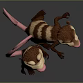 Animated Game Movie Characters With Brown White Stripes Pink Hair Lively Stance And Exaggerated Expressions