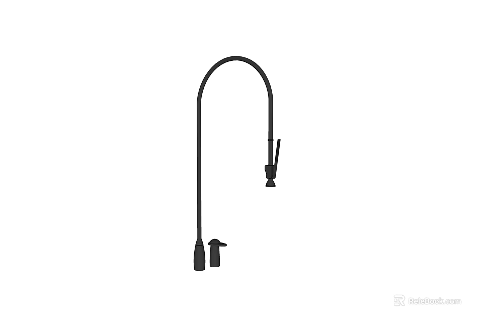 Modern Black Curved Spout Faucet With Sleek Design And Single Handle Control 3d model 