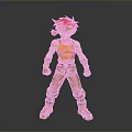 3D Cartoon Character With Red Hair Orange Tank Top Brown Pants And Wrist Guards