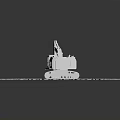 White Excavator 3D Model With Tracks And Bucket On Cracked Stone Ground