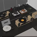 Modern Audio Equipment Collection With Turntables Speakers Headphones and Radio