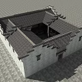 Ancient Chinese Architecture Featuring Gray Tiled Roof Square Courtyard And White Walls