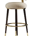 Modern Velvet Bar Stools With Gold Metal Legs And Pink Beige Seats