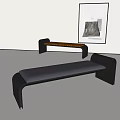 Modern Benches With Wooden Seat Gray Padded Design And Black Frame