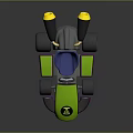 Colorful Toy Kart With Green Body Purple Base Blue Seat And Yellow Details