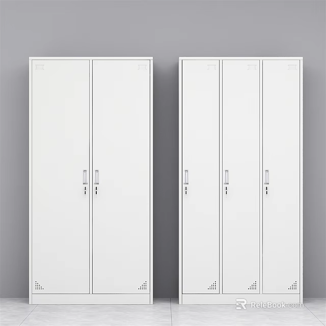White Modern Wardrobes with Double Door and Triple Door Design for Bedroom Storage 3d model 