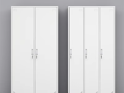 White Modern Wardrobes with Double Door and Triple Door Design for Bedroom Storage 3d model
