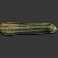Fresh Striped Zucchini Vegetable With Yellow And Green Patterns On Black Surface