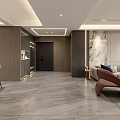 Modern Living Dining Room Interior With TV Wall Wine Rack And Marble Elements