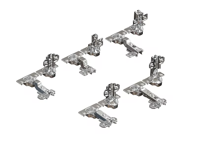 Five Heavy Duty Metal Hinges With Stainless Steel Construction For Furniture Hardware 3d model